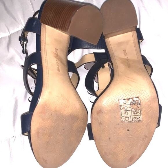 Michael Kors Womens Leather Flower Sandals 7.5M Navy & Multicolor - Picture 7 of 7
